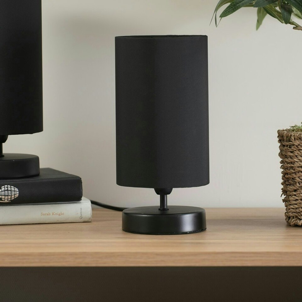 image 1 of ValueLights Francis Matte Black Touch Table Lamps Black Shades