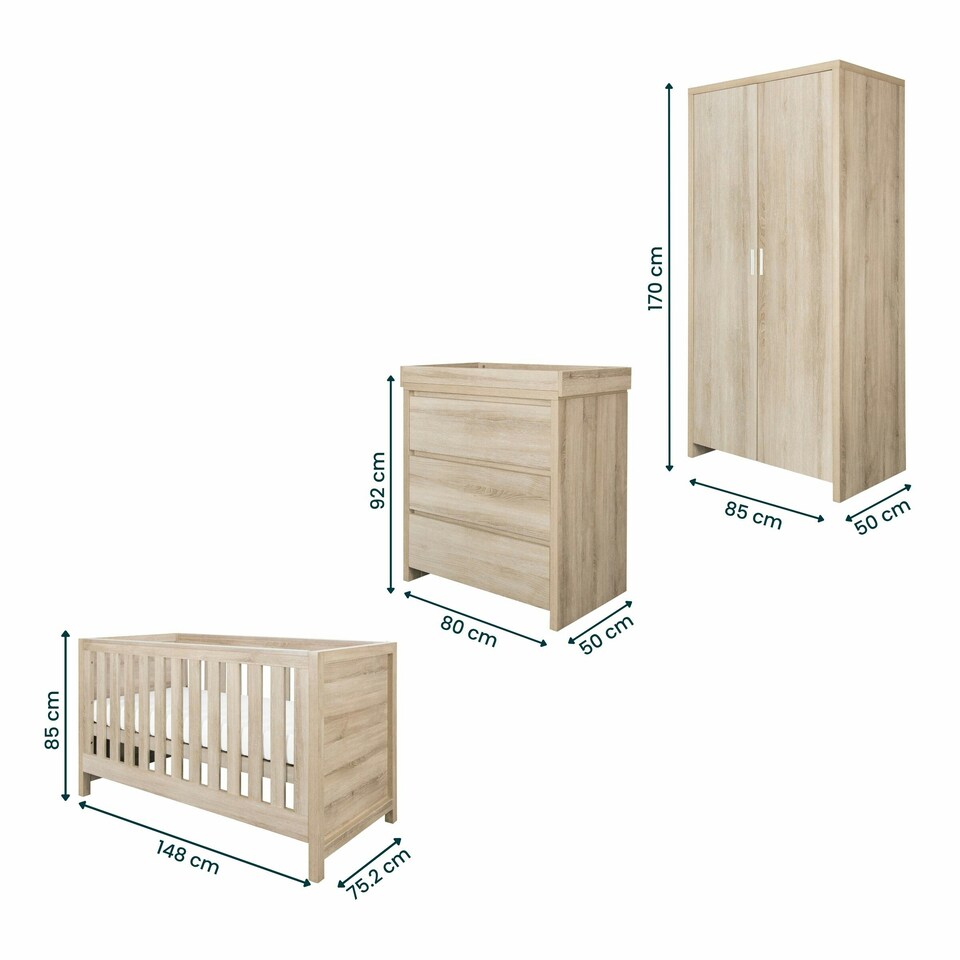 image 1 of Tutti Bambini Modena 3 Piece Room Set - Oak