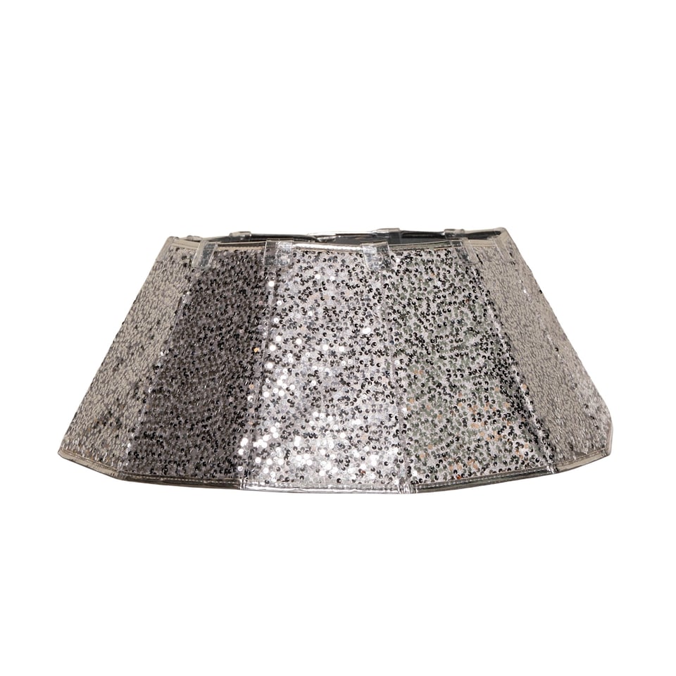 image 1 of 40cm/68cm Silver Fabric Folding Christmas Tree Skirt Decoration with Sequins