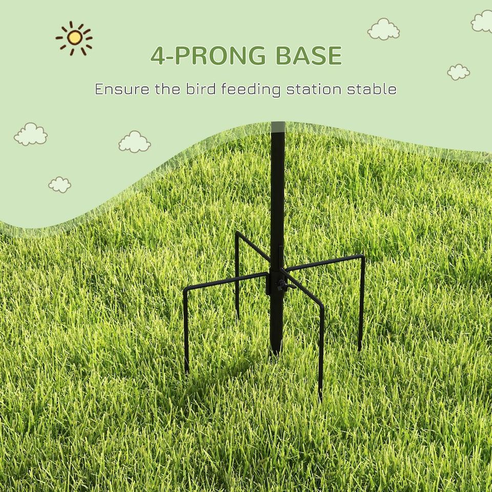image 1 of Pawhut Bird Feeding Station Kit Wild Bird Feeder Pole w/ 6 Hooks 4 Prong Bases