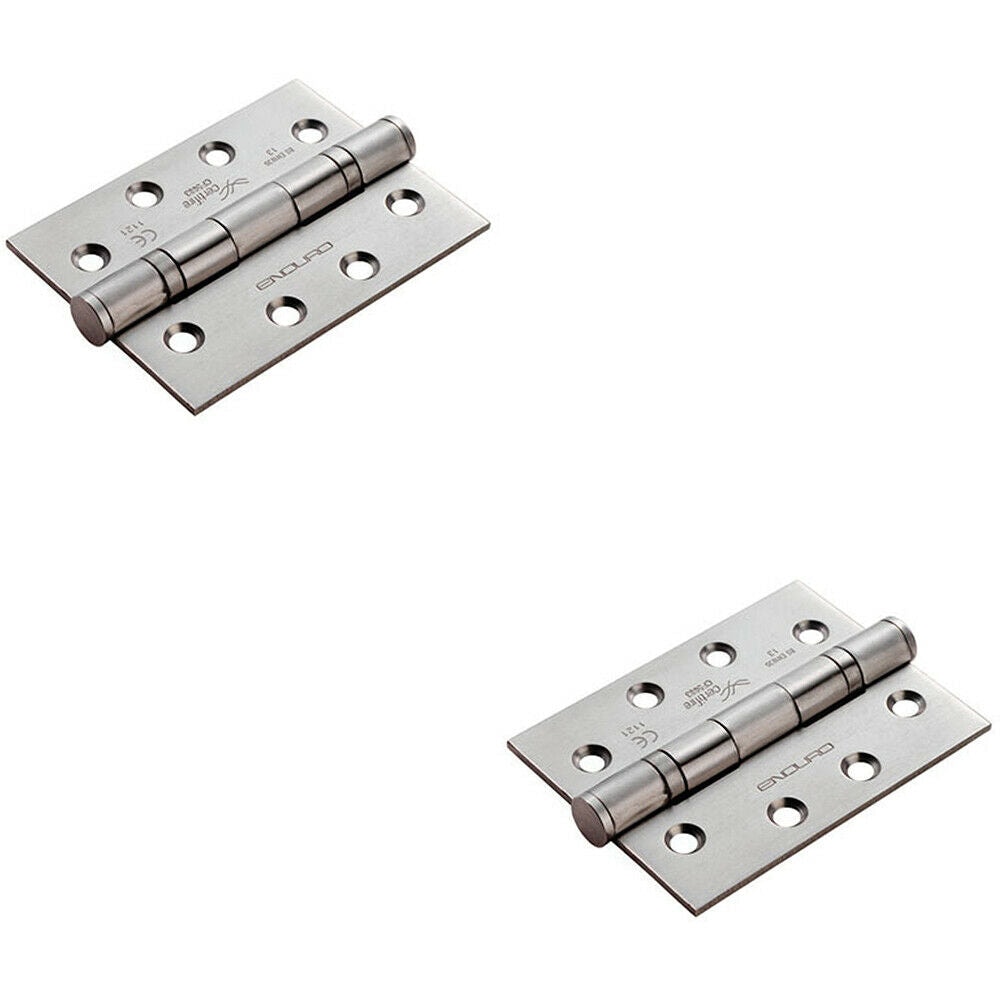 Loops 2x PAIR 102 x 76 x 3mm 13 Ball Bearing Hinge Satin Stainless Steel Interior Door in Metallics