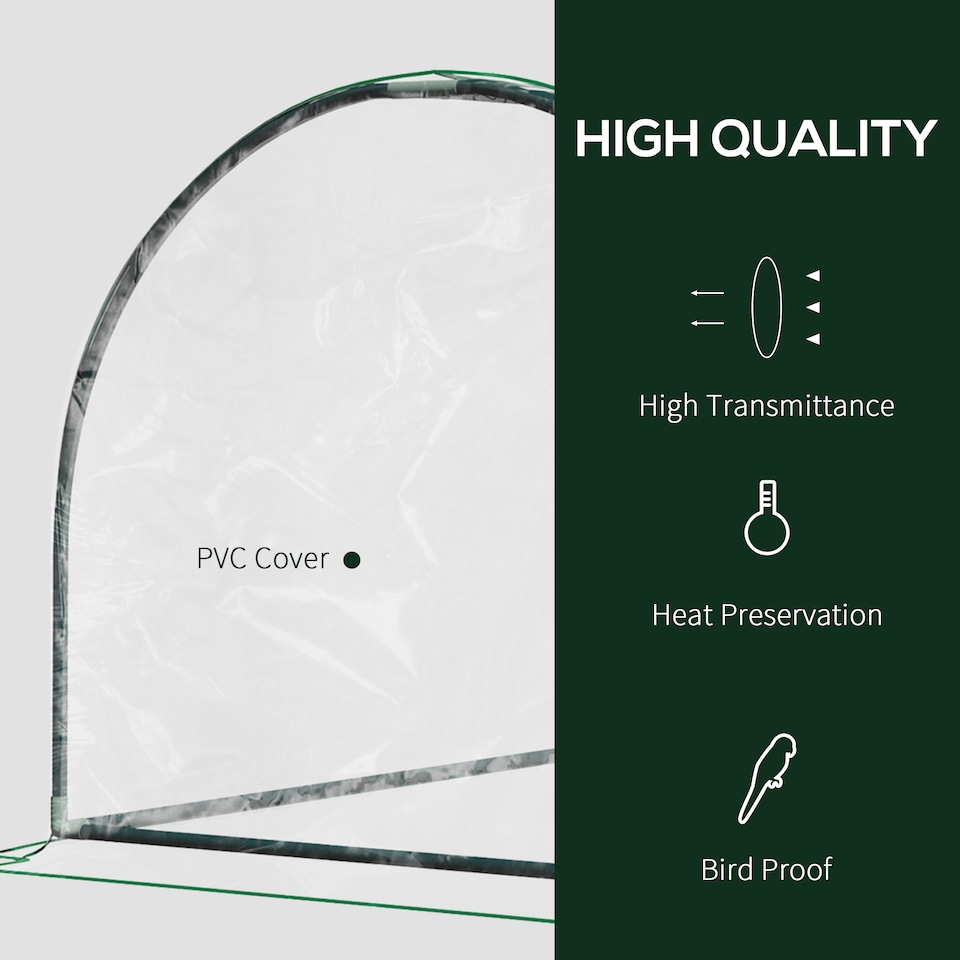 image 1 of Outsunny Tunnel Greenhouse Grow House Steel Frame PVC Clear 200x100x80 cm | Clear