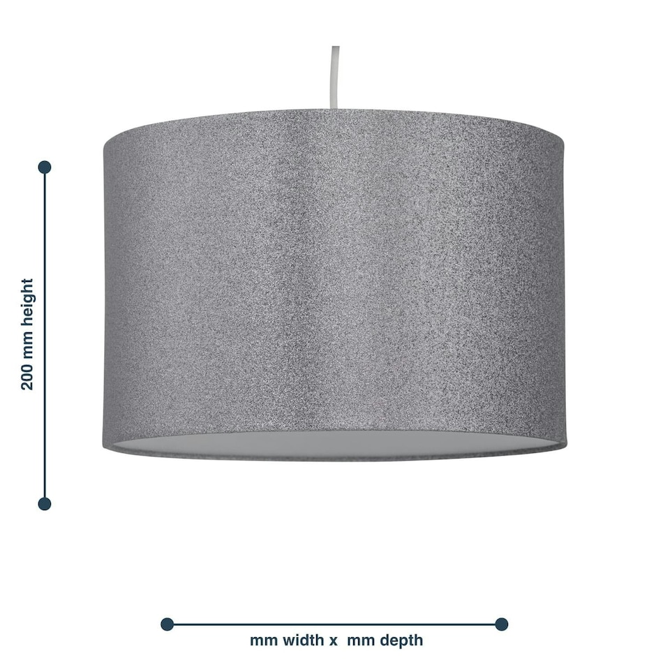 image 1 of Silvery Grey Glitter 30cm Pendant Lightshade Grey