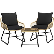 Yaheetech 3-Piece Patio Bistro Set-Tan&Black | Multi | Tan/Black
