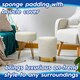 image 3 of Harbour Housewares Set Of 2 Cream Boucle Footstools Round Ottomans With Gold Base H41 x D35cm Modern Neutral Accent Seating Cream