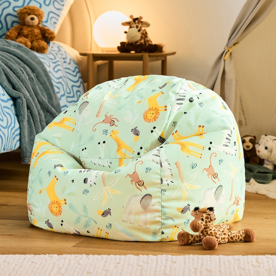 image 1 of icon Kids Kingston Safari Print Classic Bean Bag, Mint Green