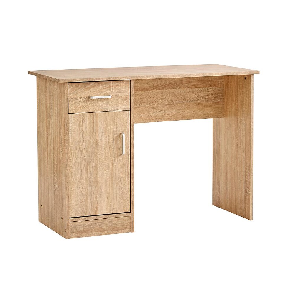 image 1 of Computer Desk 1 Drawer 1 Door Compact Workstation Home Office Table | Brown