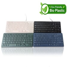 Accuratus Bioplastic 960 Wired Keyboard - USB Full Size Biodegradable Keyboard - Chalk White