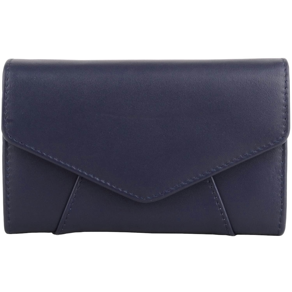 image 1 of Leather Magnetic Flap Inside Pockets Panelled Purse Money Holder | Blue | Navy
