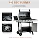 image 4 of Outsunny Deluxe Gas Barbecue Grill 4+1 Burner Garden BBQ w/ Large Cooking Area