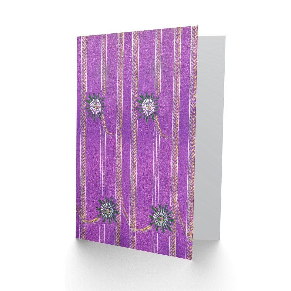 image 1 of Furuya Korin Japanese Art Card Purple Floral Vintage Pattern