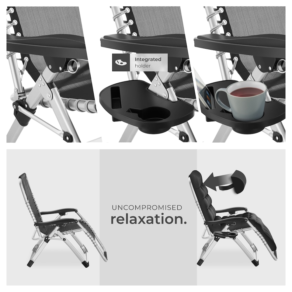 image 1 of Sun Lounger Cloud - folding, adjustable backrest and footrest | Black | black | One Size | 1