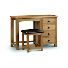 Classic Oak Single Pedestal Dressing Table with Dressing Stool