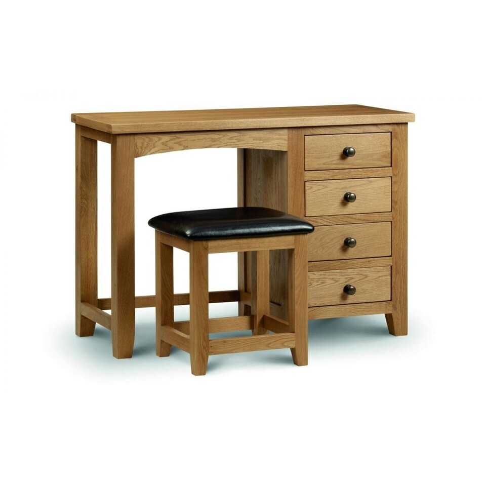 image 1 of Classic Oak Single Pedestal Dressing Table with Dressing Stool