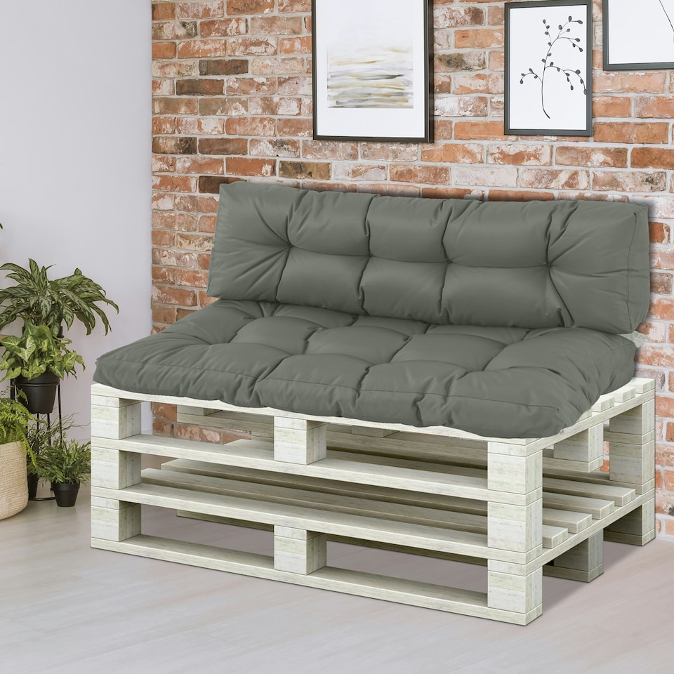 image 1 of Outsunny 2Pcs Tufted Pallet Cushions Seat Pad Back Cushion Indoor Outdoor