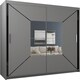 image 1 of Modern Geometric Mirror Sliding Door Wardrobe 180cm | White/Black/Grey 2-Door Bedroom Cabinet Grey | Grey180cm