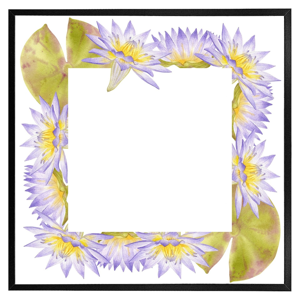 image 1 of Gold & purple flowers (Picture Frame) Brown | Oak | S
