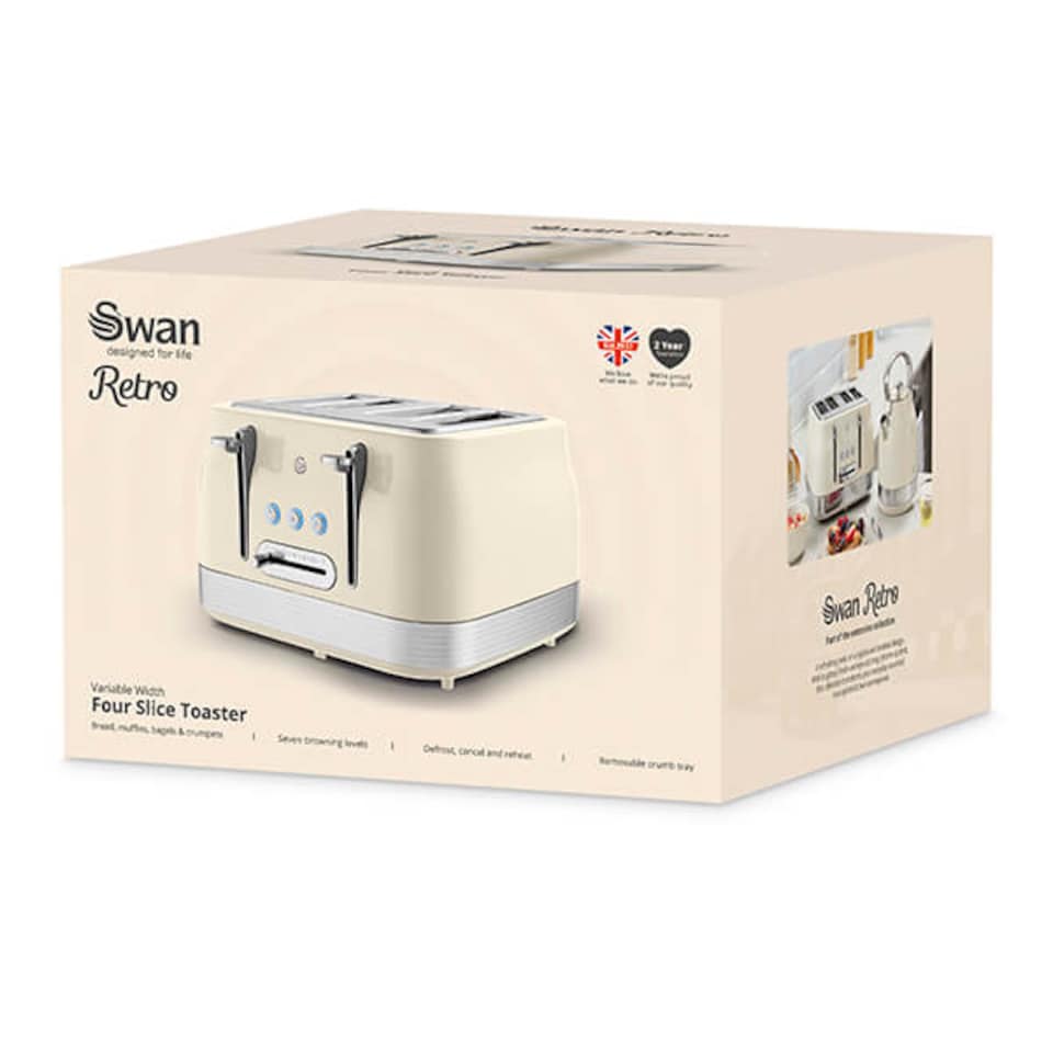 image 1 of Swan Retro Revive Cream 4 Slice Toaster