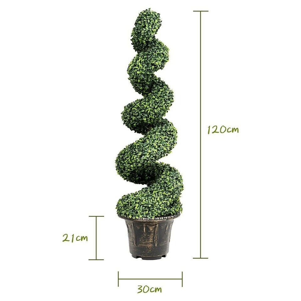 image 1 of COSTWAY 120cm Artificial Boxwood Spiral Tree Greenery Tree Green | One Size