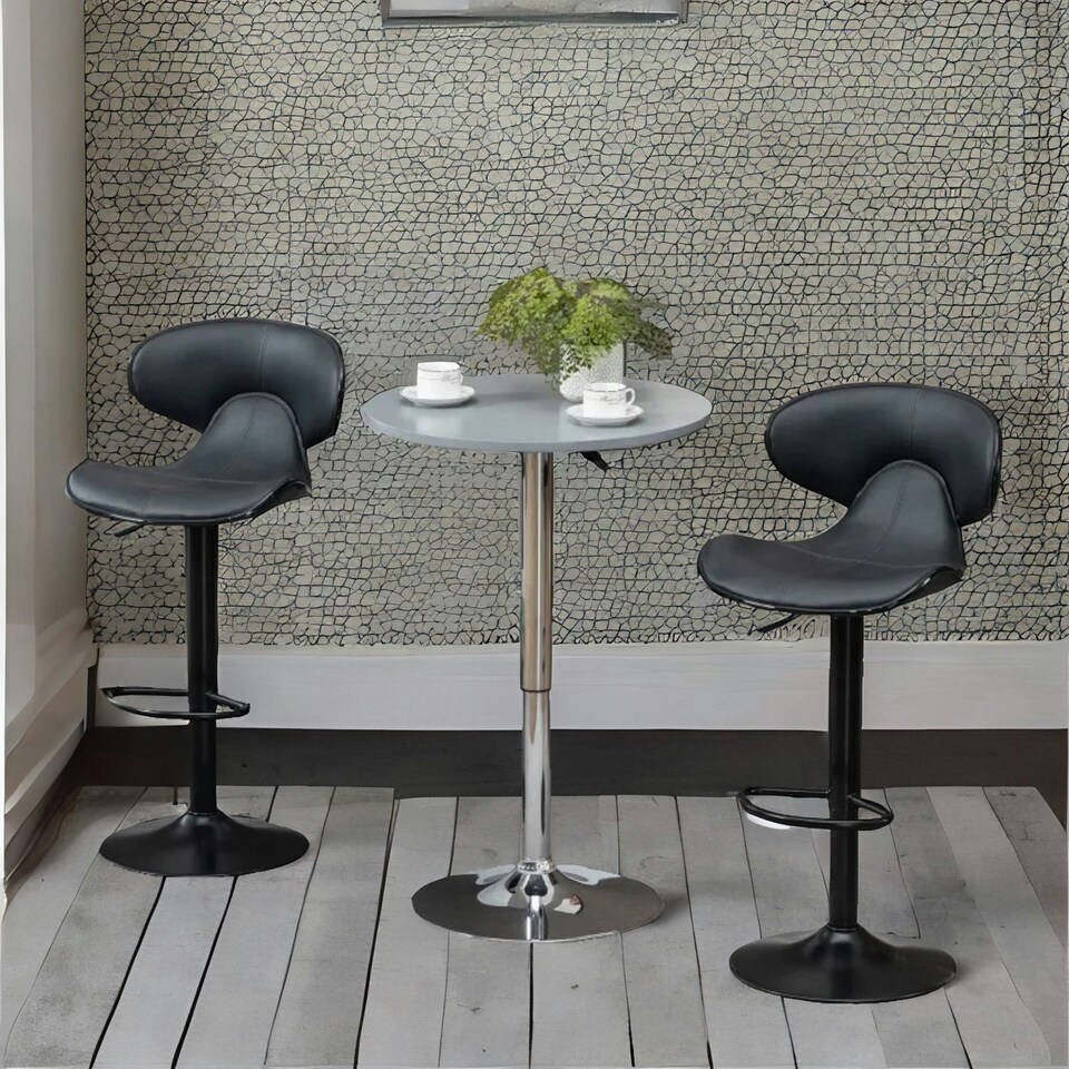 image 1 of Set Of 2 Grey Adjustable Swivel & Adjustable Height Grey