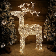 116cm Soft Acrylic Flashing LED Reindeer Christmas Decoration with Timer in Warm White