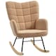 image 9 of HOMCOM Wingback Rocking Chair for Nursing w/ Steel Frame Light Brown