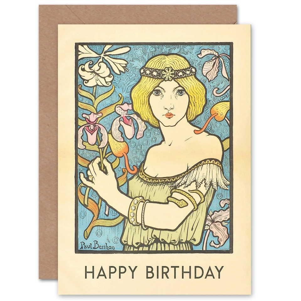 image 1 of Nouveau French Paul Berthon Salon Des Cent Her Birthday Card