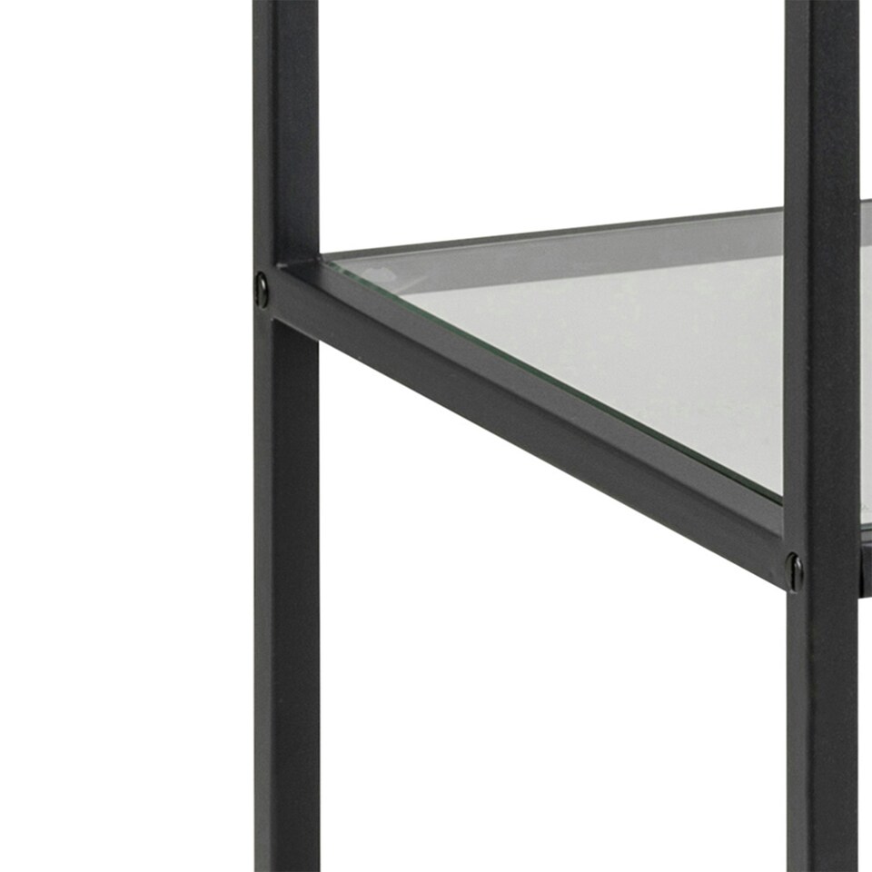 image 1 of Seaford Narrow Black Metal Bookcase with 2 Glass Shelves