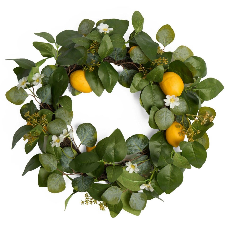 image 1 of OHS Natural Home Wall Table Decor Artificial Lemon Wreath, 45cm - Yellow