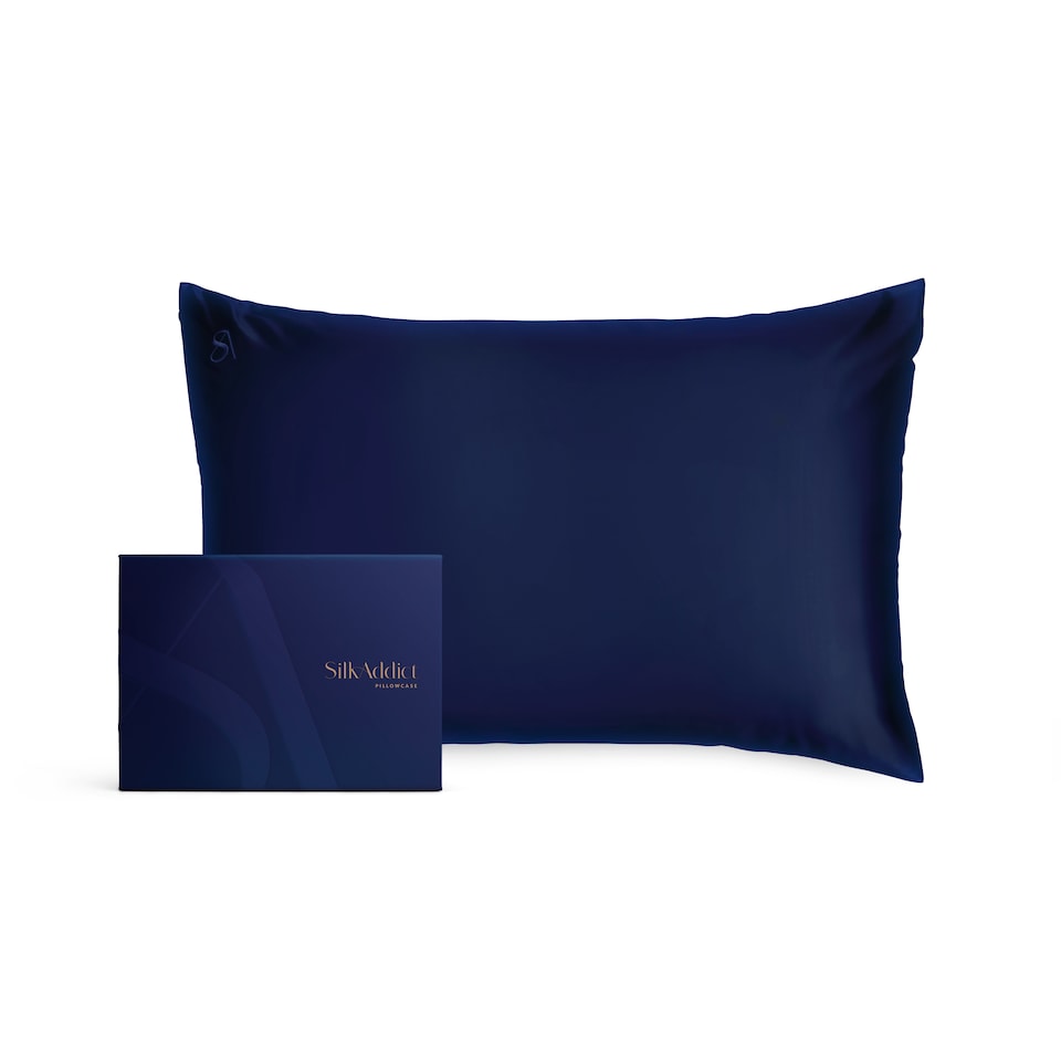 image 1 of Silk Addict 100% Mulberry Silk Pillowcase – Navy | Blue | Standard | 1