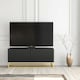 image 5 of TV Unit 100cm Black Matt Fluted Fronts with Gold Metal Base Black