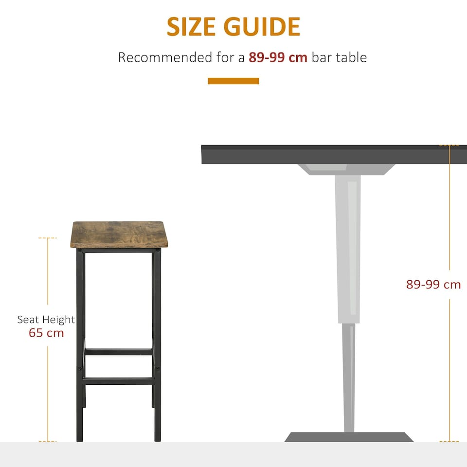 image 1 of HOMCOM Industrial Bar Stools Set of 2, Kitchen Bar Chairs Home Pub Rustic Brown