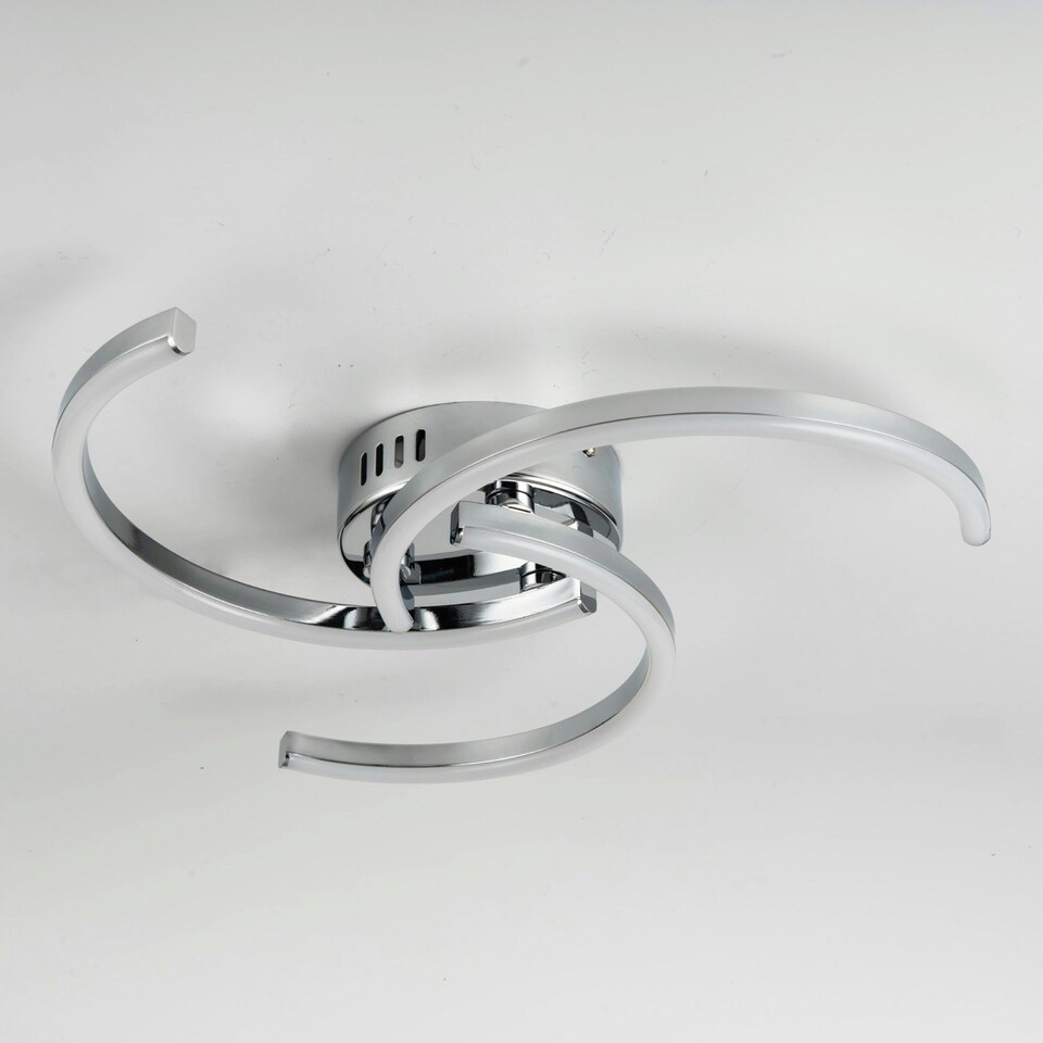 image 1 of First Choice Lighting Curve Chrome LED Flush Ceiling Light Chrome