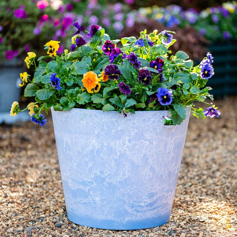 image 1 of Caesar Planter Marble Effect Sky Blue (41cm) x 2 | Blue | 2