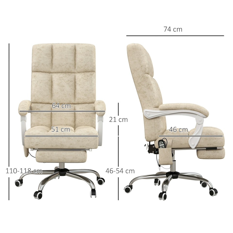 image 1 of Vinsetto Massage Office Chair with Footrest and Heat, Beige