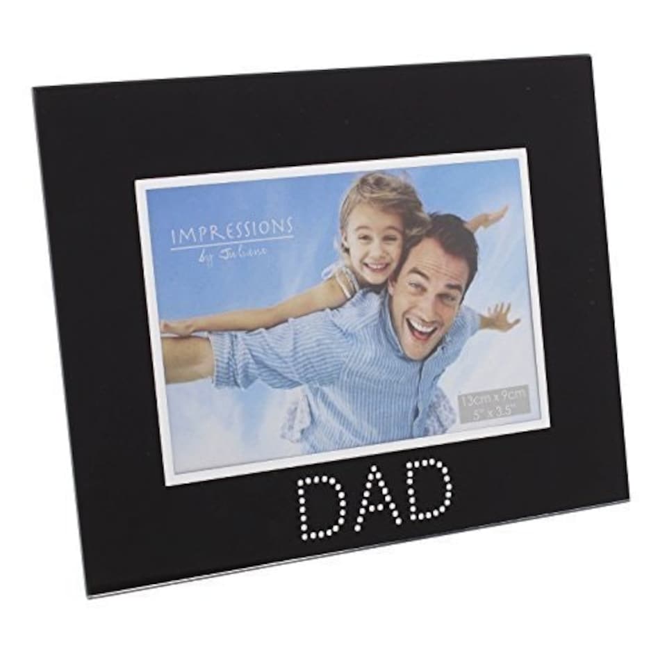 image 1 of Dad 5 x 3.5 " Black Glass Frame with Crystals