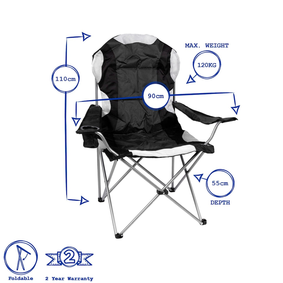 image 1 of Redwood High Back Padded Camping Armchair - Black | Black | Black