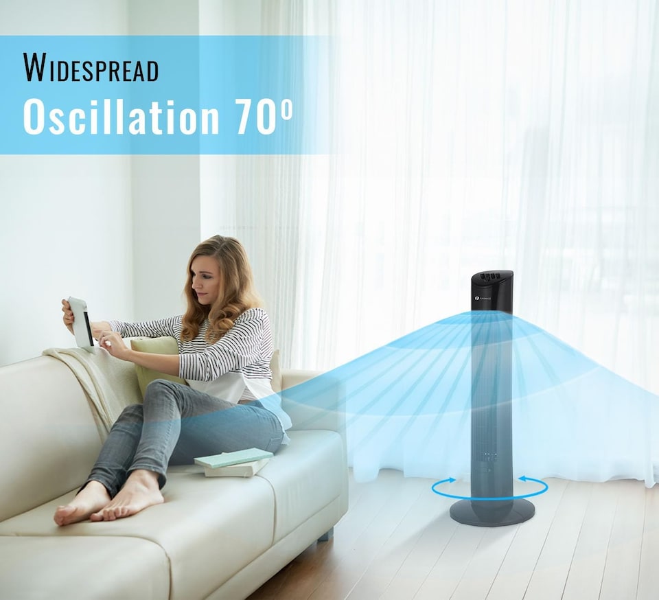 image 1 of 31 inch Oscillating Tower Fan with Aroma Function Black