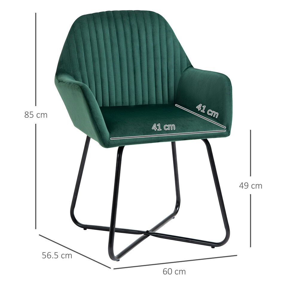 image 1 of HOMCOM Modern Accent Chair Velvet-Feel Upholstered Lounge Armchair Green