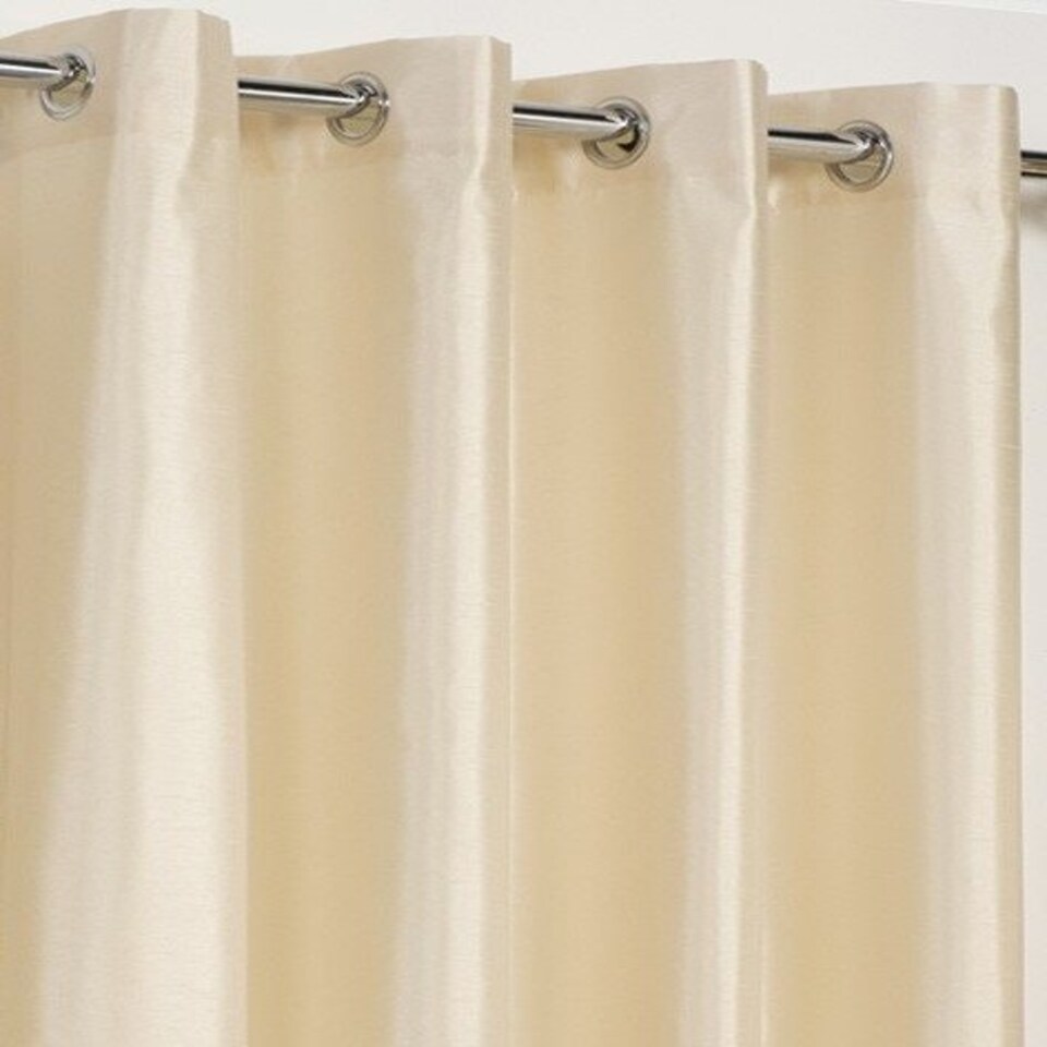 image 1 of Faux Silk Lined Eyelet Curtains 168cm x 228cm Cream Cream | Cream