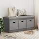 image 8 of HOMCOM Shoe Bench with 3 Fabric Baskets, Shoe Storage Bench with Seat Cushion, Shoe Cabinet for Entryway, Hallway, Living Room, Bedroom, Grey | Grey | Grey