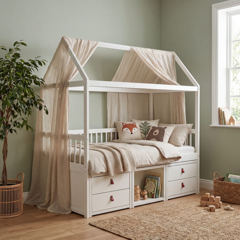 image 1 of Lottie Bo Peep House Day Bed with Storage Drawers in White