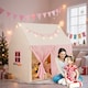 image 3 of COSTWAY Kids Play Tent Indoor Large Playhouse with Mat & Star Lights-Pink