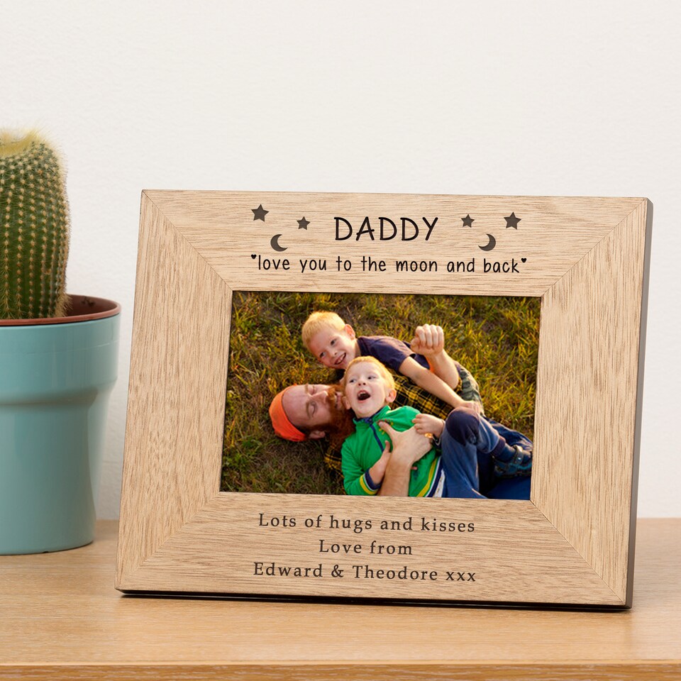 image 1 of Personalised Daddy Love You To The Moon And Back Wood Picture Frame 6x4 Dad