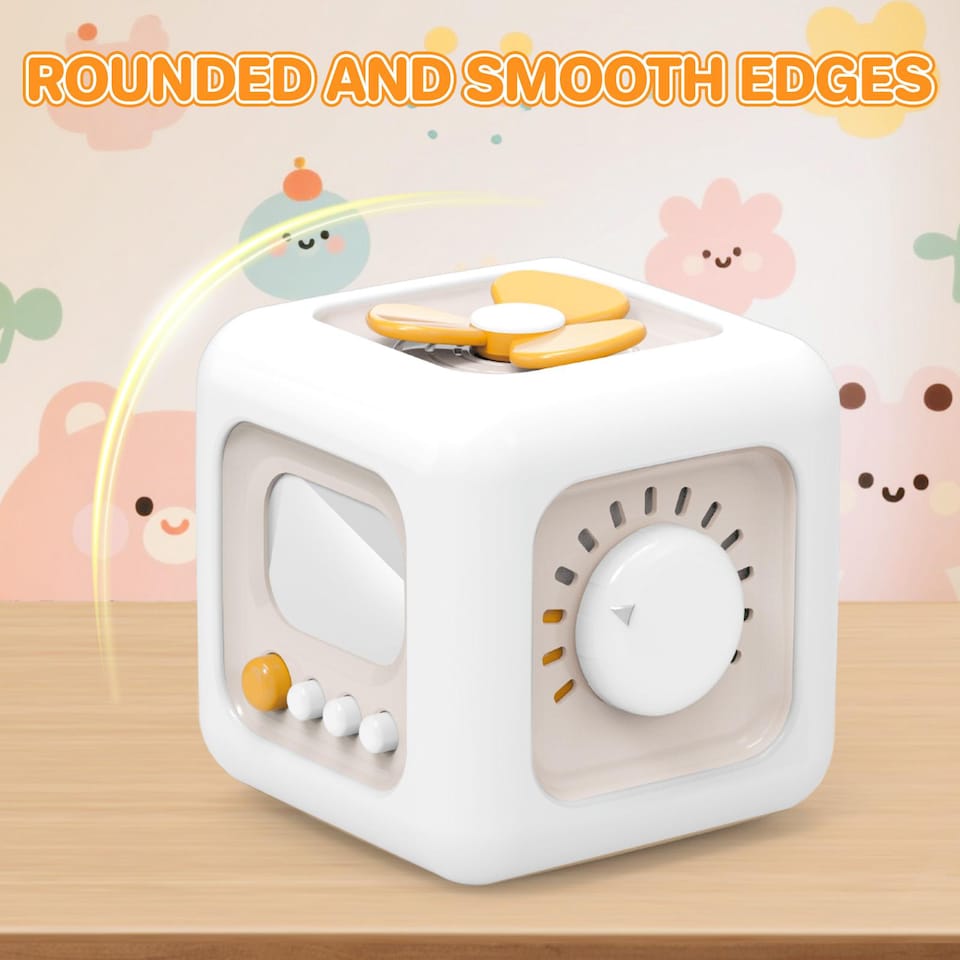 image 1 of 6-in-1 Activity Cube Toy – Montessori Sensory Learning Cube with Spinner, Switch, Knob & Slider