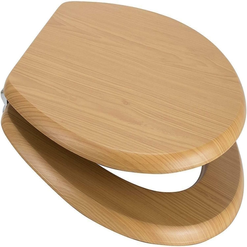 image 1 of Marco Paul Pine Wooden Toilet Seat 18" Brown