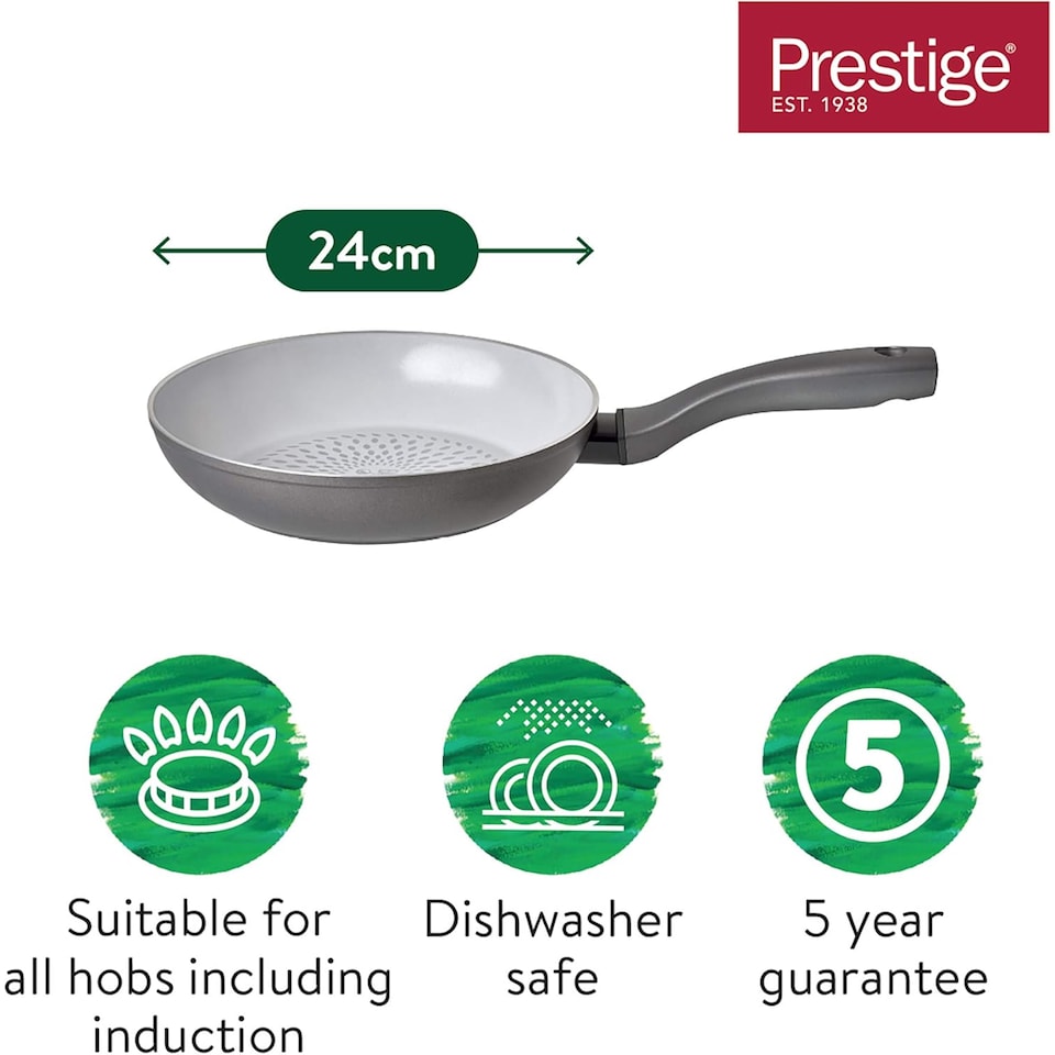 image 1 of Prestige Earth Pan Ceramic Non Stick Frying Pan 24cm - Grey