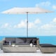 image 2 of Outsunny Sun Umbrella Canopy Double-sided Crank Sun Shade Shelter 4.6M Beige