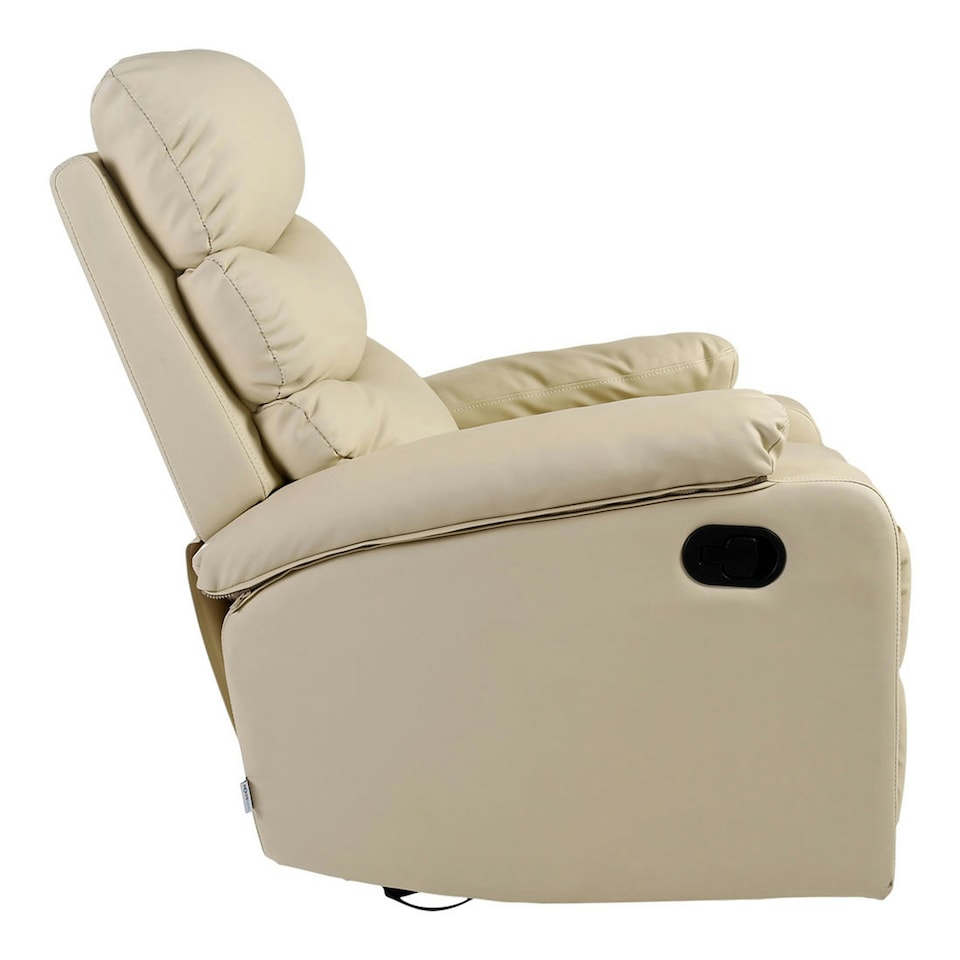 image 1 of Ashby Leather Recliner Armchair Sofa Home Lounge Chair (Cream)