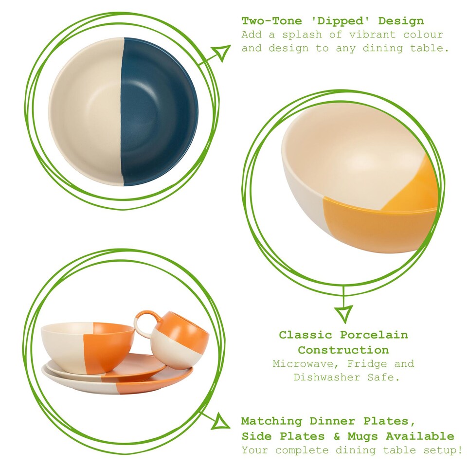 image 1 of Nicola Spring Dipped Stoneware Cereal Bowls - 16.5cm - Burnt Orange - Pack of 4 | Orange | Burnt Orange